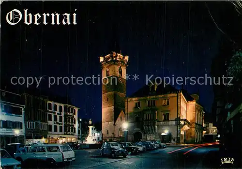 AK / Ansichtskarte Obernai_Bas_Rhin La Place du Marche avec la fontaine Ste Odile le Kappelturm et lHotel de Ville Obernai_Bas_Rhin