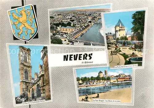 AK / Ansichtskarte Nevers_Nievre Vue generale La Tour de la Cathedrale St Cyr La Porte du Croux et ses Jardins La Tour Goguin Les Quais de la Loire Nevers Nievre