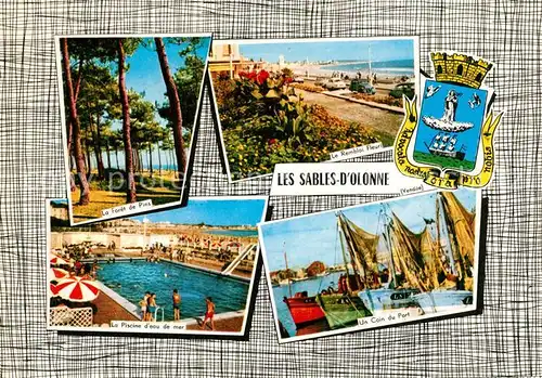 AK / Ansichtskarte Les_Sables d_Olonne Foret de Pins Remblai Fleuri Piscine deau de mer Un Coin du Port Les_Sables d_Olonne