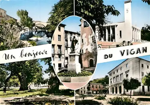 AK / Ansichtskarte Le_Vigan_Gard Le pont vieux Le College Statue du Chevalier dAssas La promenade des Marronniers Hotel de Ville Le_Vigan_Gard