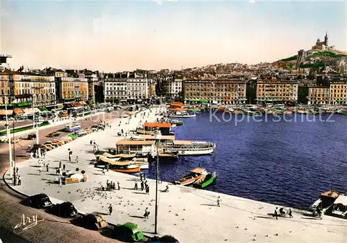 AK / Ansichtskarte Marseille_Bouches du Rhone Quai des Belges et Notre Dame de la Garde Marseille