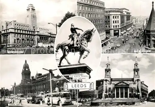 AK / Ansichtskarte Leeds_Maidstone The University The Headrow Town Hall Loges Civic Hall The Black Prince 