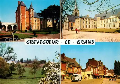 AK / Ansichtskarte Crevecoeur le Grand Le Chateau LHospice Vue panoramique La Grand Place Crevecoeur le Grand