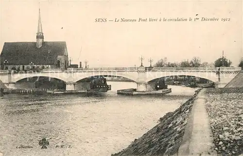 AK / Ansichtskarte Sens_Yonne Nouveau Pont Eglise Sens_Yonne