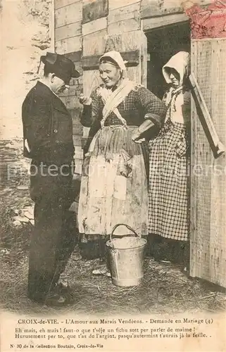 AK / Ansichtskarte Croix_de_Vie_Vendee Amour aux Marais Vendeens Demande en Mariage Croix_de_Vie_Vendee