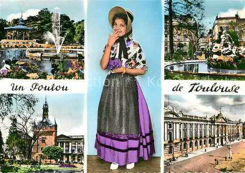 AK / Ansichtskarte Toulouse_Haute Garonne Cite des Violettes Bassin du Grand Rond Statue du Poete Goudouli Donjon et Facade du Capitole Toulouse Haute Garonne