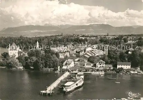 AK / Ansichtskarte Yvoire Au fond la Dent d Oche vue aerienne Yvoire