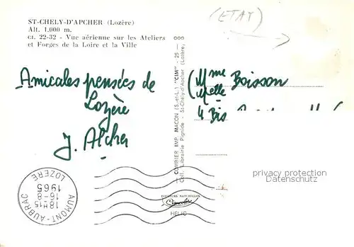AK / Ansichtskarte Saint Chely d_Apcher Vue aerienne sur les Ateliers et Forges de la Loire et la ville Saint Chely d Apcher
