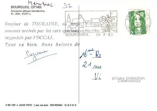 AK / Ansichtskarte Bourgueil Ancienne Abbaye benedictine vue aerienne Bourgueil