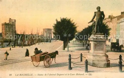 AK / Ansichtskarte La_Rochelle_Charente Maritime Statue de lAmiral Duperre et le Cours Richard La_Rochelle
