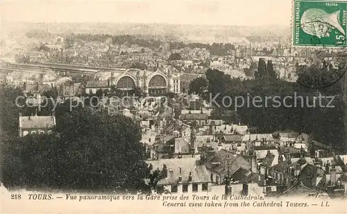 AK / Ansichtskarte Tours_Indre et Loire Vue panoramique vers la Gare prise des Tours de la Cathedrale Tours Indre et Loire