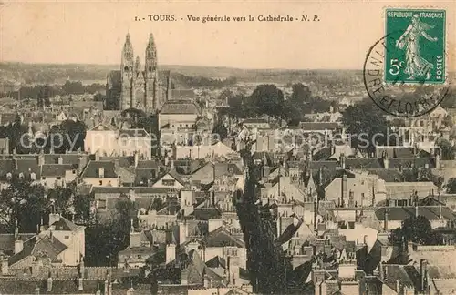 AK / Ansichtskarte Tours_Indre et Loire Vue generale vers la Cathedrale Tours Indre et Loire