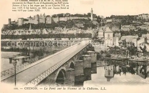 AK / Ansichtskarte Chinon_Indre_et_Loire Le Pont sur la Vienne et le Chateau Chinon_Indre_et_Loire