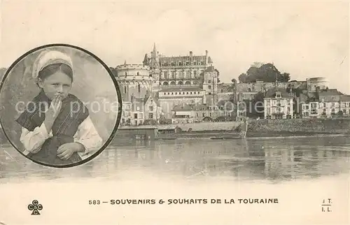 AK / Ansichtskarte Tours_Indre et Loire Souvenirs et Souhaits de la Touraine Tours Indre et Loire