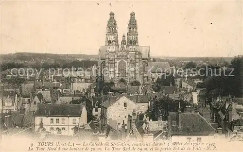 AK / Ansichtskarte Tours_Indre et Loire La Cathedrale St Gatien La Tour Nord dune bauteur de 70m Tours Indre et Loire