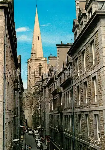 AK / Ansichtskarte Saint Malo_Ille et Vilaine_Bretagne la Grand Rue Le Nouveau Clocher Saint Malo_Ille et Vilaine