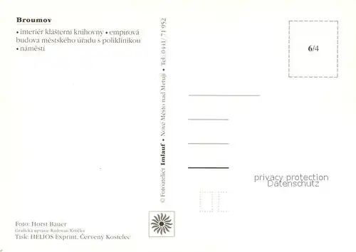 AK / Ansichtskarte Broumov interier klasterni knihovny empirova budova mestskeho uradu s poliklinikou namesti Broumov