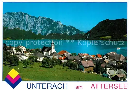AK / Ansichtskarte Unterach_Attersee mit Hoellengebirge Unterach Attersee