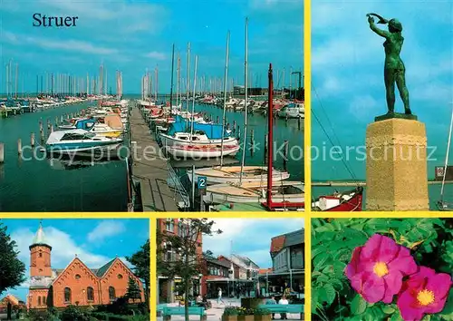 AK / Ansichtskarte Struer Yachthafen Monument Kirche Dorfpartie Struer