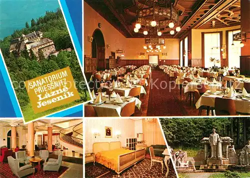 AK / Ansichtskarte Lazne_Jesenik Sanatorium Priessnitz Speisesaal Foyer Zimmer Monument Lazne Jesenik