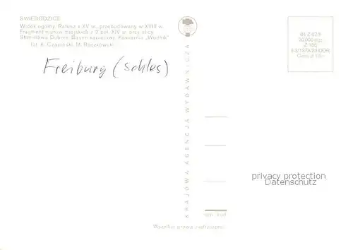 AK / Ansichtskarte Swiebodzice Panorama Stadtmauer Schwimmbad Kirche  Swiebodzice