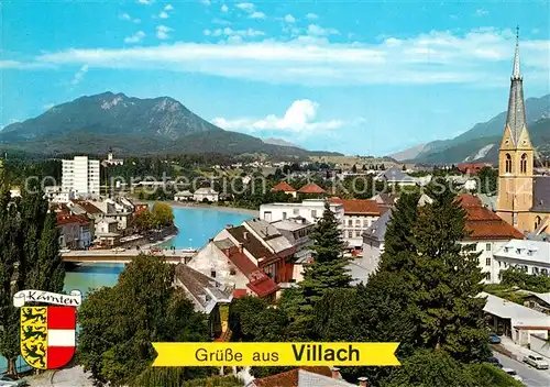 AK / Ansichtskarte Villach_Kaernten Drau Stadtbruecke Nikolaikirche Villach_Kaernten