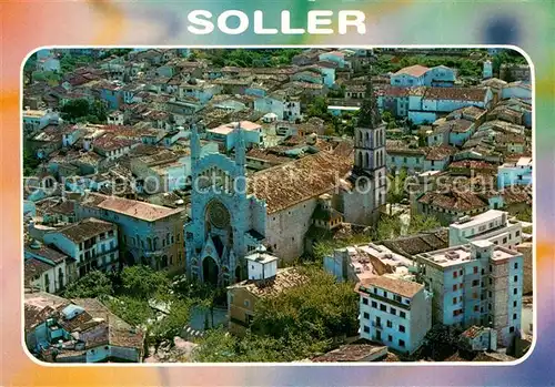 AK / Ansichtskarte Soller_Mallorca Vista aerea En primer termino la Iglesia Parroquial Soller_Mallorca