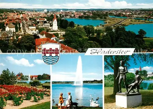 AK / Ansichtskarte Haderslev_Hadersleben Panorama Park Fontaene Skulptur Haderslev_Hadersleben
