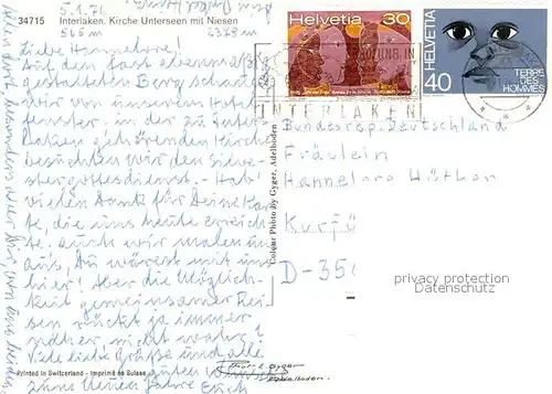 AK / Ansichtskarte Interlaken_BE Kirche Unterseen Niesen Interlaken_BE