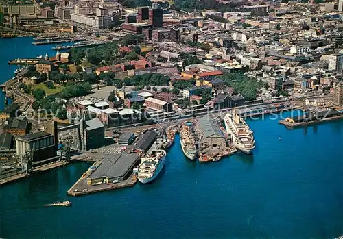 AK / Ansichtskarte Oslo_Norwegen Fliegeraufnahme Hafen Oslo Norwegen