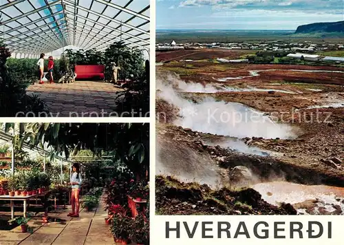 AK / Ansichtskarte Hveragerdi Heisswassergebiet in Island mit Treibhaus Eden 