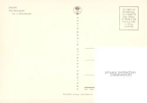 AK / Ansichtskarte Zagan Plac Slowianski Zagan