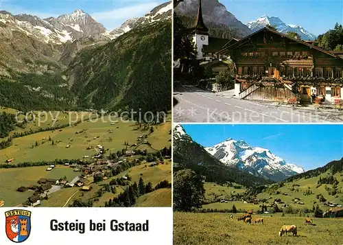 AK / Ansichtskarte Gsteig Fliegeraufnahme Gasthof Baeren mit Oldenhorn Gsteig