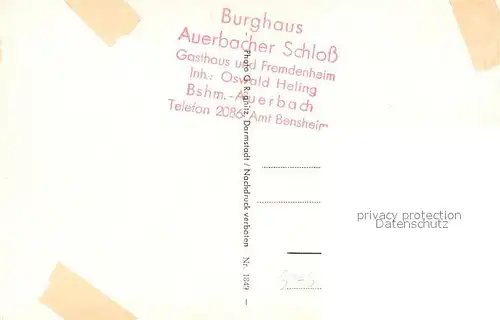 AK / Ansichtskarte Auerbach_Bergstrasse Auerbacher Schloss Jugendherberge Fuerstenlager Herrenhaus Auerbach_Bergstrasse