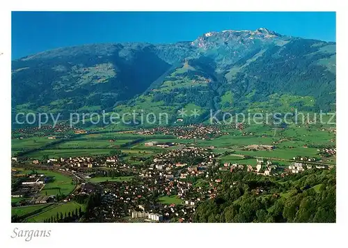 AK / Ansichtskarte Sargans Fliegeraufnahme mit Wangs Pizol und Vilters Sargans