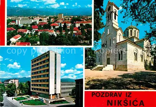 AK / Ansichtskarte Niksic Panorama Hochhaus Kirche 