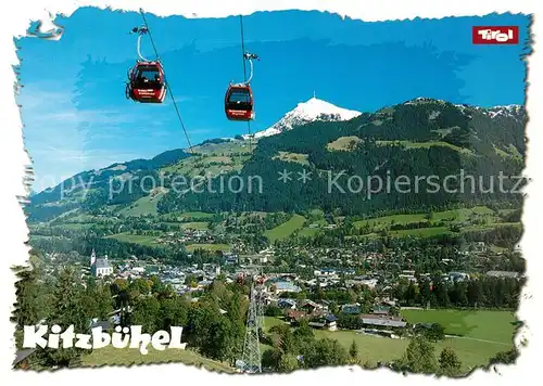 AK / Ansichtskarte Kitzbuehel_Tirol mit Kitzbueheler Horn Neue Hahnkammbahn Kitzbuehel Tirol