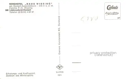 AK / Ansichtskarte Homert Berghotel Haus Wissig Aussichtsturm Landschaftspanorama Homert