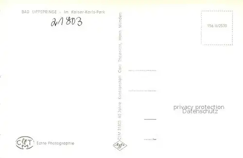 AK / Ansichtskarte Bad_Lippspringe Kaiser Karls Park Bad_Lippspringe