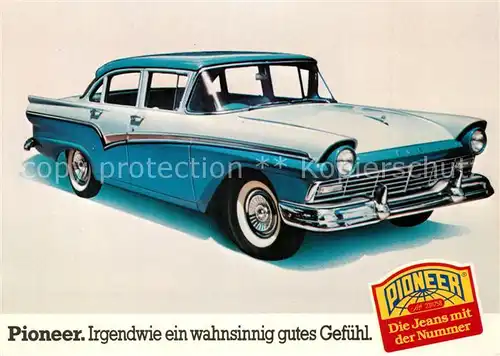 AK / Ansichtskarte Autos Ford Fairlane Werbung Pioneer Jeans  