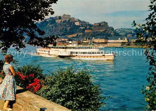 AK / Ansichtskarte Dampfer_Seitenrad Koblenz Feste Ehrenbreitstein  