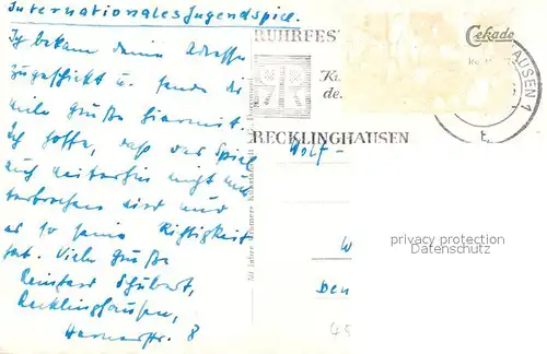 AK / Ansichtskarte Recklinghausen_Westfalen Stadtpanorama Kirchen Stadthaus Rathaus Markt Ehrenmal Engelsburg Recklinghausen_Westfalen