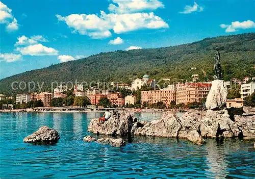 AK / Ansichtskarte Opatija_Istrien Partie am Hafen Statue Skulptur Opatija_Istrien