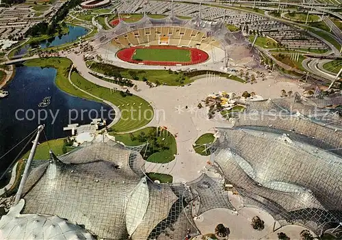 AK / Ansichtskarte Stadion M?nchen Olympiapark Fliegeraufnahme 