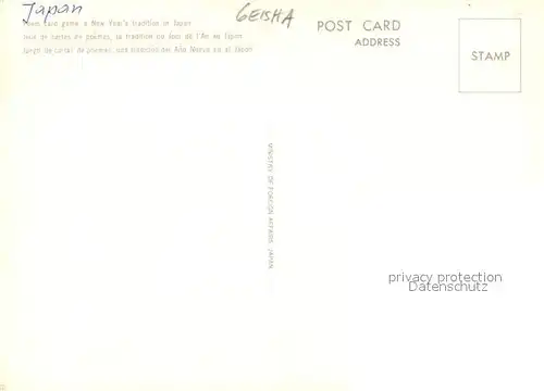 AK / Ansichtskarte Geisha Japan Poem card game  Geisha