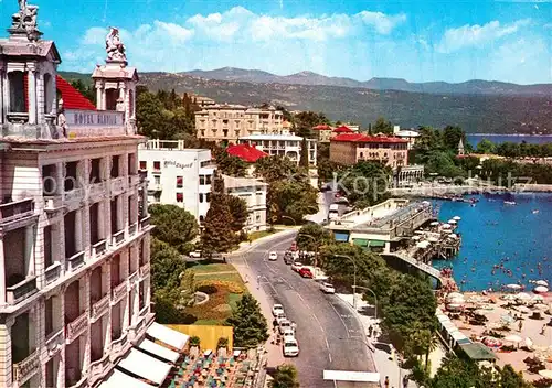 AK / Ansichtskarte Opatija_Istrien Uferstrasse Hotels Badestrand Opatija_Istrien