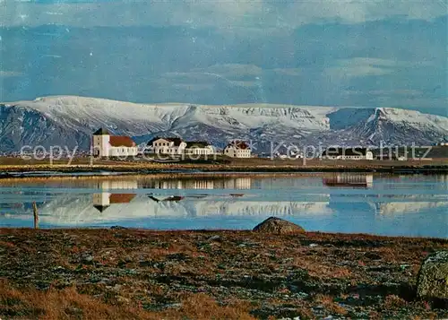 AK / Ansichtskarte Gardabaer Bessastadir Residence of the President of Iceland Mount Esja 