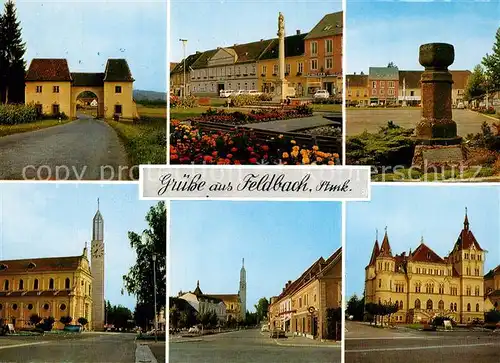 AK / Ansichtskarte Feldbach_Steiermark Stadtansichten Innenstadt Gebaeude Kirche Denkmal Feldbach_Steiermark