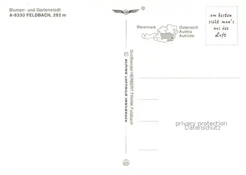 AK / Ansichtskarte Feldbach_Steiermark Blumen  und Gartenstadt Fliegeraufnahme Feldbach_Steiermark