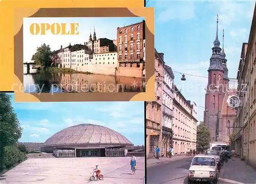 AK / Ansichtskarte Opole_Oberschlesien Partie am Kanal Sporthalle Altstadt Domkirche Opole_Oberschlesien